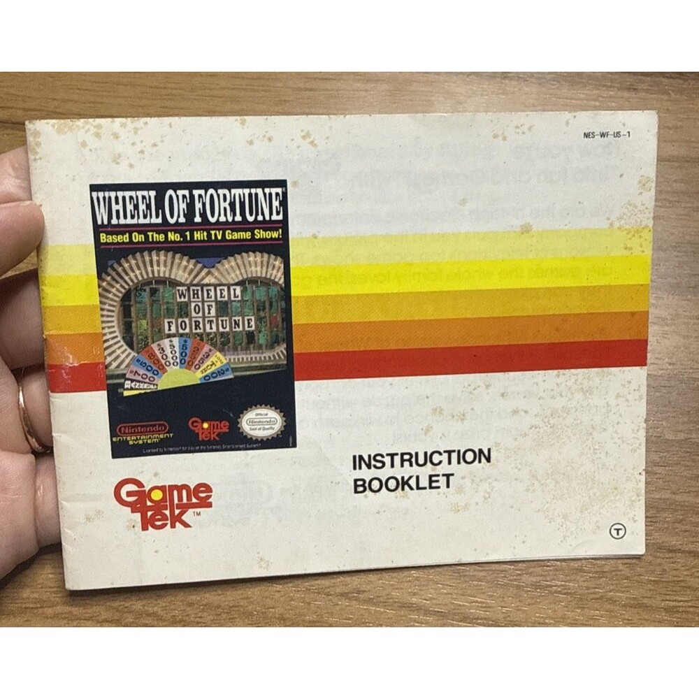 Wheel of Fortune Instruction Manual Booklet Only Nintendo Nes Authentic